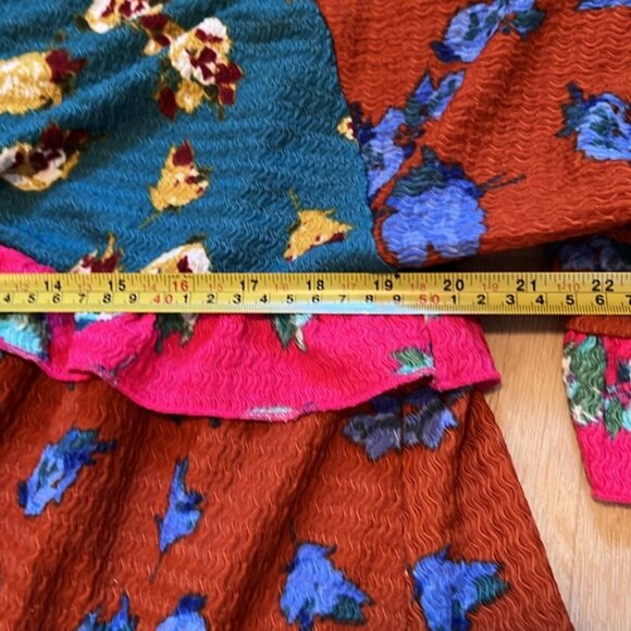 Anthropologie Ruffle Bohemian Mini Dress In Novelty Size Large - Picture 7 of 8